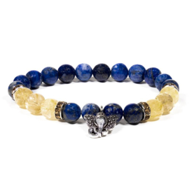 Armband Lapis Lazuli/Rutielkwarts met Ganesha 8 mm