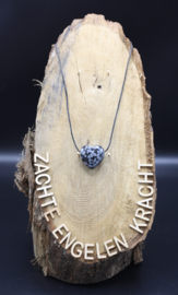 Doorboorde edelstenen hanger hart Sneeuwvlok Obsidiaan 3 cm