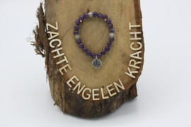 Armband Amethist elastisch met Boeddha 8 mm