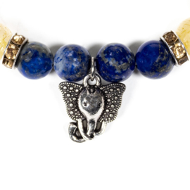 Armband Lapis Lazuli/Rutielkwarts met Ganesha 8 mm