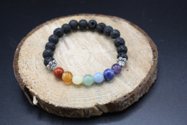 Armband Chakra Lavasteen elastisch 8 mm