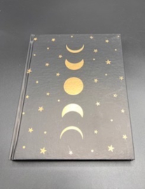 Notitieboek maanfasen & sterren zwart