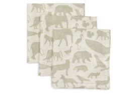 Hydrofiel Monddoekje 31x31cm Animals Olive Green (3pack)