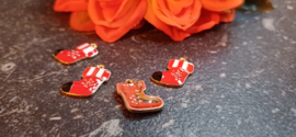 Bedels metaal kerstsok Goud-rood-wit-zwart, per stuk