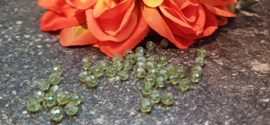 Facet kralen Malachy green-pearl shine coating, ongeveer 75 stuks