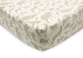 Hoeslaken Jersey 60x120cm Animals - Olive Green