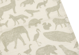 Hydrofiel Monddoekje 31x31cm Animals Olive Green (3pack)