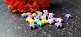 Acryl sterren kralenmix pastel kleuren, ongeveer 25 stuks