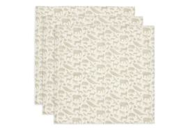 Hydrofiele Doek Small 70x70cm Animals - Olive Green (3 pack)