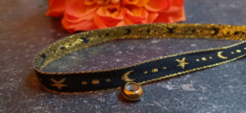 Tekstlint Moon and Star black-gold, per meter