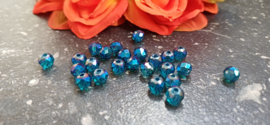 Facet kralen 6 mm Pacific blue-AB coating, ongeveer 55 stuks