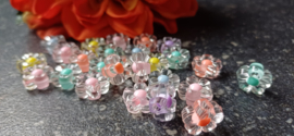 Acryl bloemen kralenmix Pastel kleuren -  transparant, ongeveer 25 stuks
