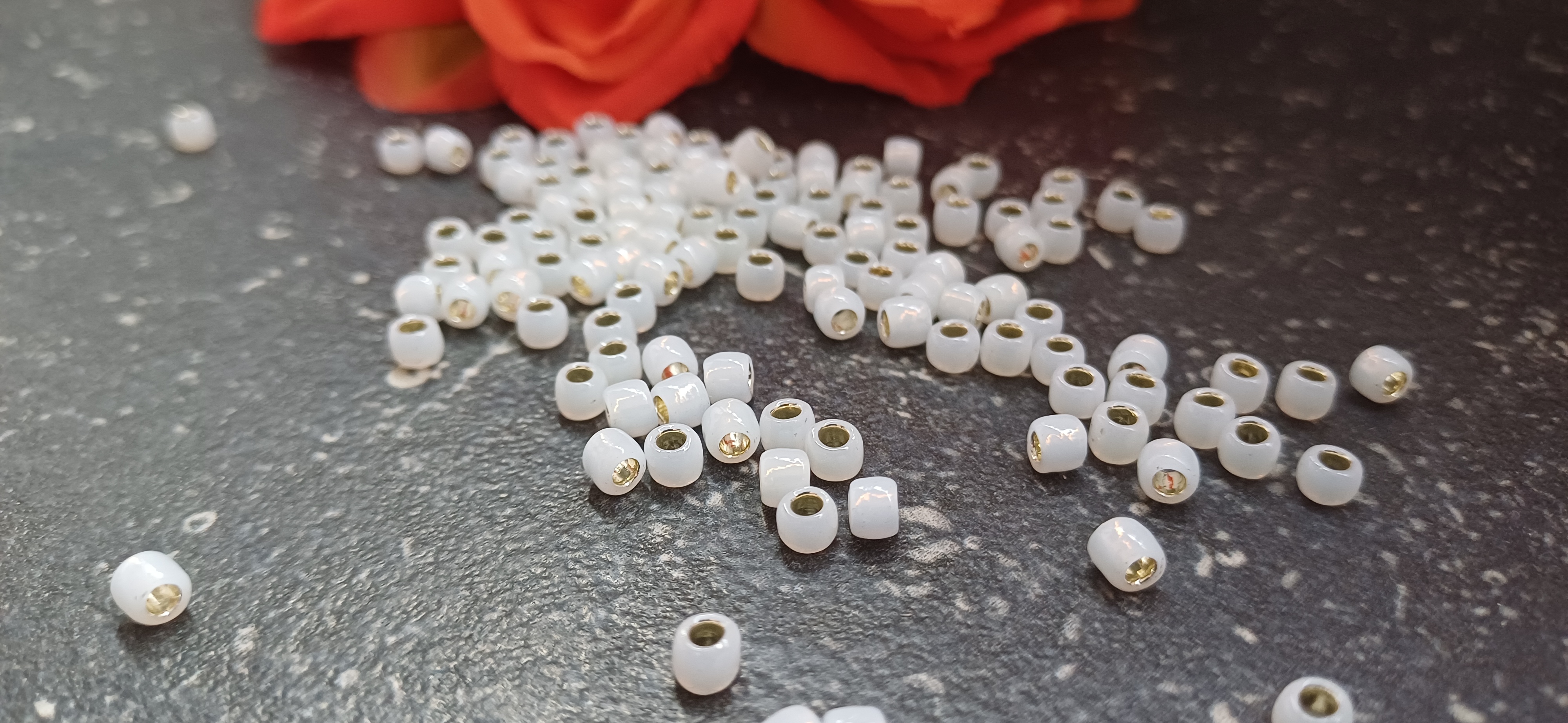 Rocacilles Silverlined Milky white 6/0, 10 gram