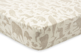 Hoeslaken Jersey 60x120cm Animals - Nougat
