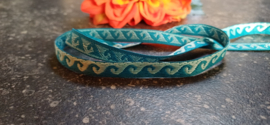 Tekstlint waves turquoise-blue, per meter