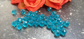 Facet kralen 6 mm disc Azure turquoise blue, ongeveer 55 stuks