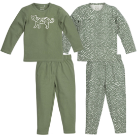Meyco pyjama | 2-pack cheetah forest green 86/92