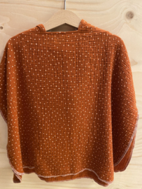 Hyrdofiele poncho terracotta met witte stip maat 80-86