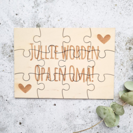 Zwangerschapsaankondiging houten puzzel | Jullie worden opa en oma!