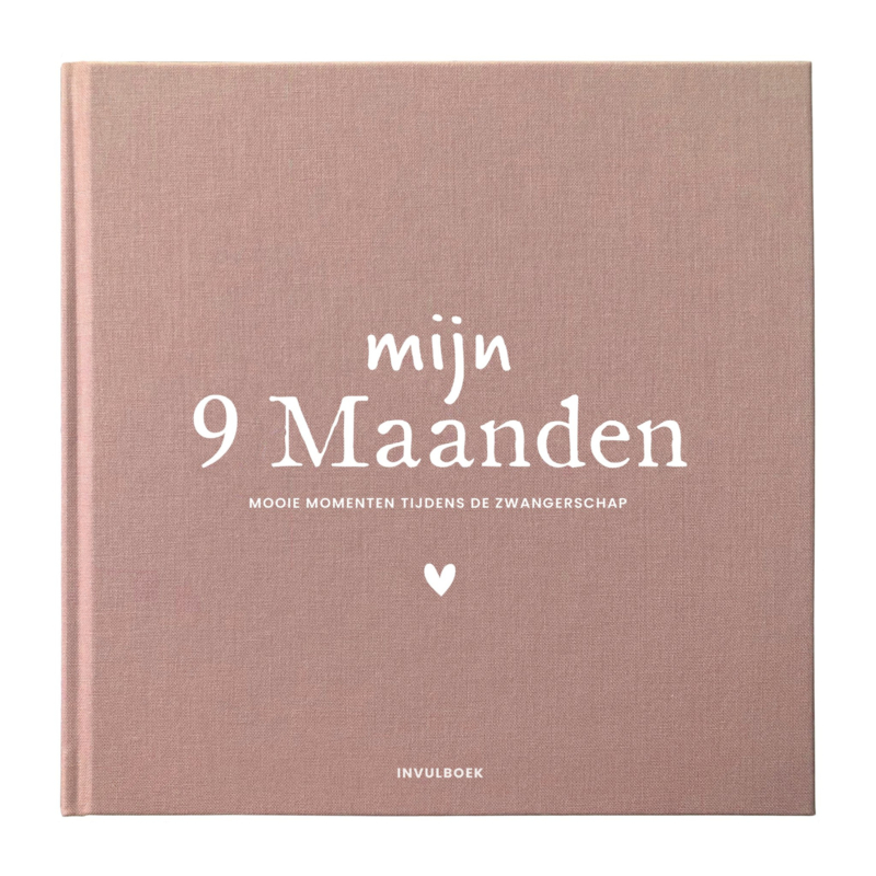 Mijn 9 Maanden Invulboek Linnen Rood/Roze