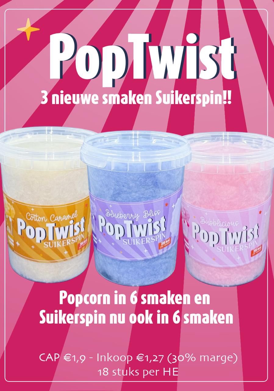 POPTWIST 3 nieuwe smaken Suikerspin