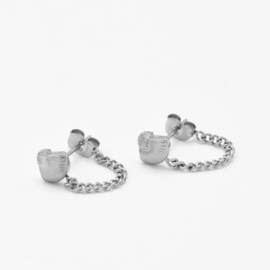 Shell chain studs | Silver