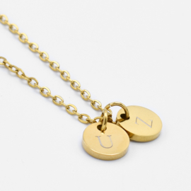 Initial coin necklace | 2 coins | Gold