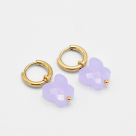 Lilac butterfly bead hoops | Gold