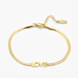 Love armband  snake chain | Goud