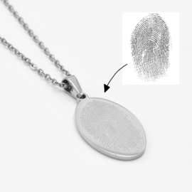 Fingerprint necklace oval | Silver