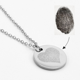 Fingerprint necklace heart | Silver