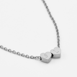 Tiny heart necklace | 2 hearts | Silver