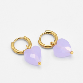 Purple heart bead hoops | Gold