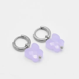 Lilac butterfly bead hoops | Silver