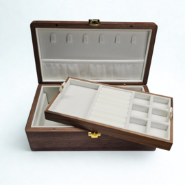 Walnoten Houten Juwelenkistje met Goudkleurig Slot – KN Collectie