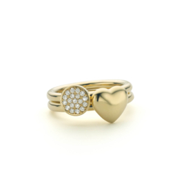 Gouden Ring met Diamanten Rozet | Wit