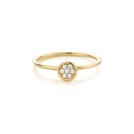 Gouden Aanschuifring met Rozet Witte Diamant