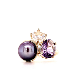 Statement Ring | Edison Parel Amethist Rozenkwarts