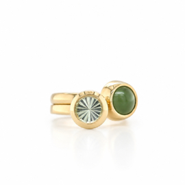 Ring met Concaaf Geslepen Prasioliet
