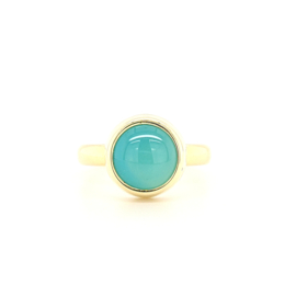 Gouden ring met Sea Blue Chalcedoon