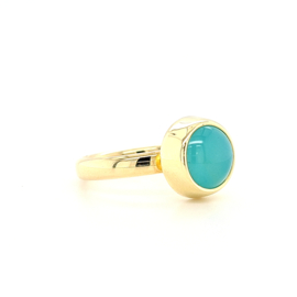 Gouden ring met Sea Blue Chalcedoon