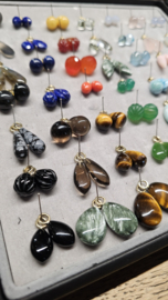 Edelstenen Creoolhangers met Gouden Hangogen