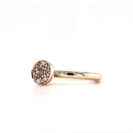 Gouden Ring met Diamanten Rozet | Natuurtinten