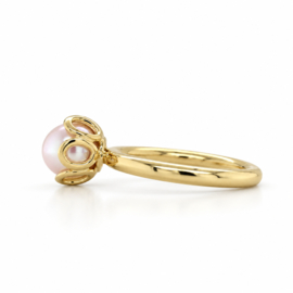 Gouden parelring met Akoya parel – Kroonring