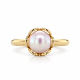 Gouden parelring met Akoya parel – Kroonring