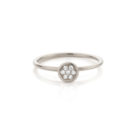 Gouden Aanschuifring met Rozet Witte Diamant