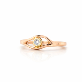 Roodgouden ring met geelgoud en diamant