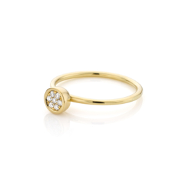 Gouden Aanschuifring met Rozet Witte Diamant