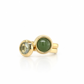 Ring met Concaaf Geslepen Prasioliet