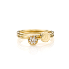 Gouden Aanschuifring met Rozet Witte Diamant